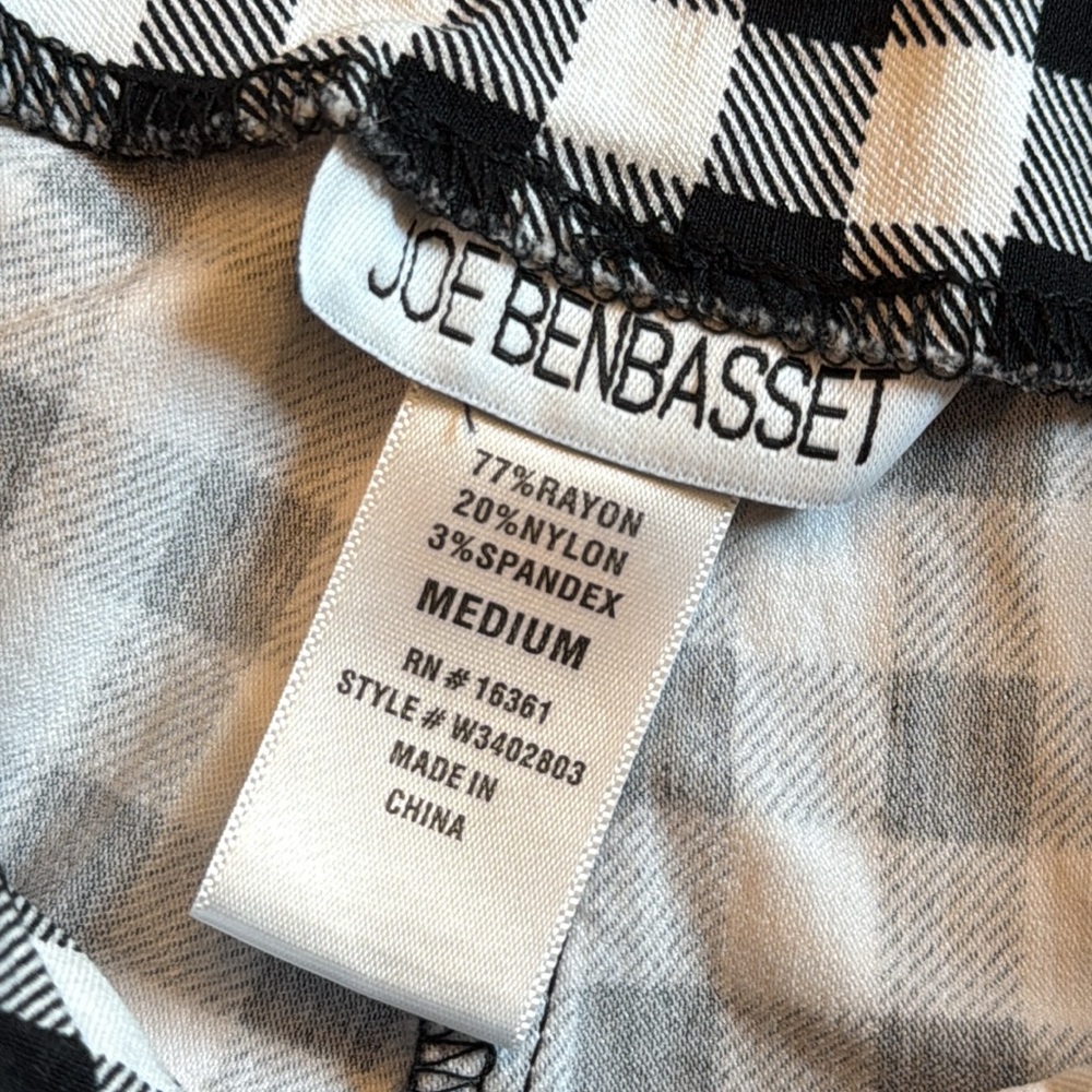 Joe Benbasset Women’s Gingham Skort Med. Black White Plaid Faux Wrap High Waist - Picture 9 of 11
